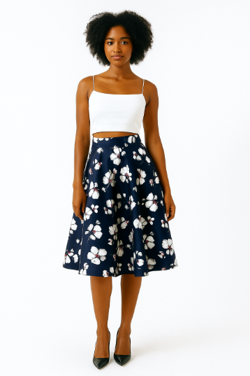 S-17550 Satin Midi Skirt with Bow Waist