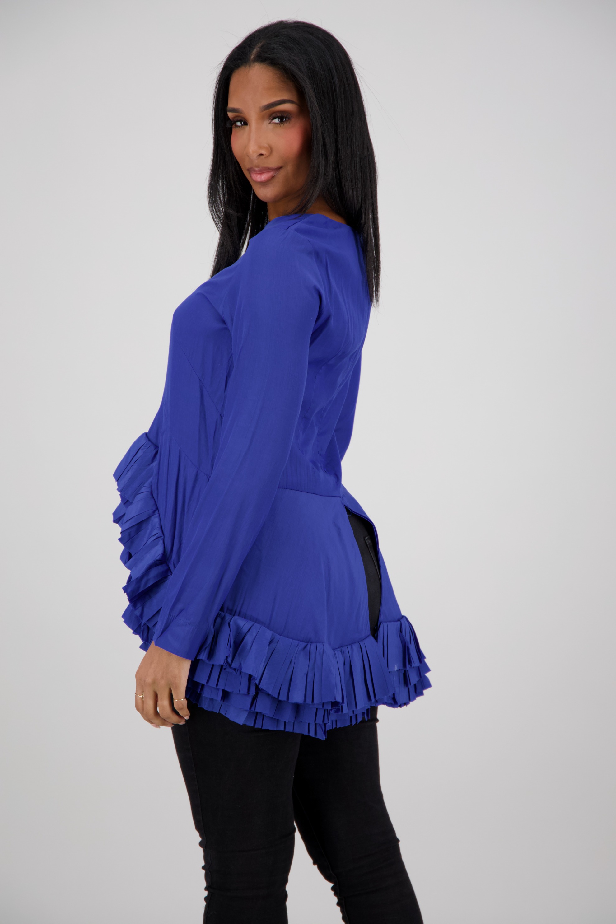 SW-5649 Ruffle Hem Long Sleeve Tunic Top