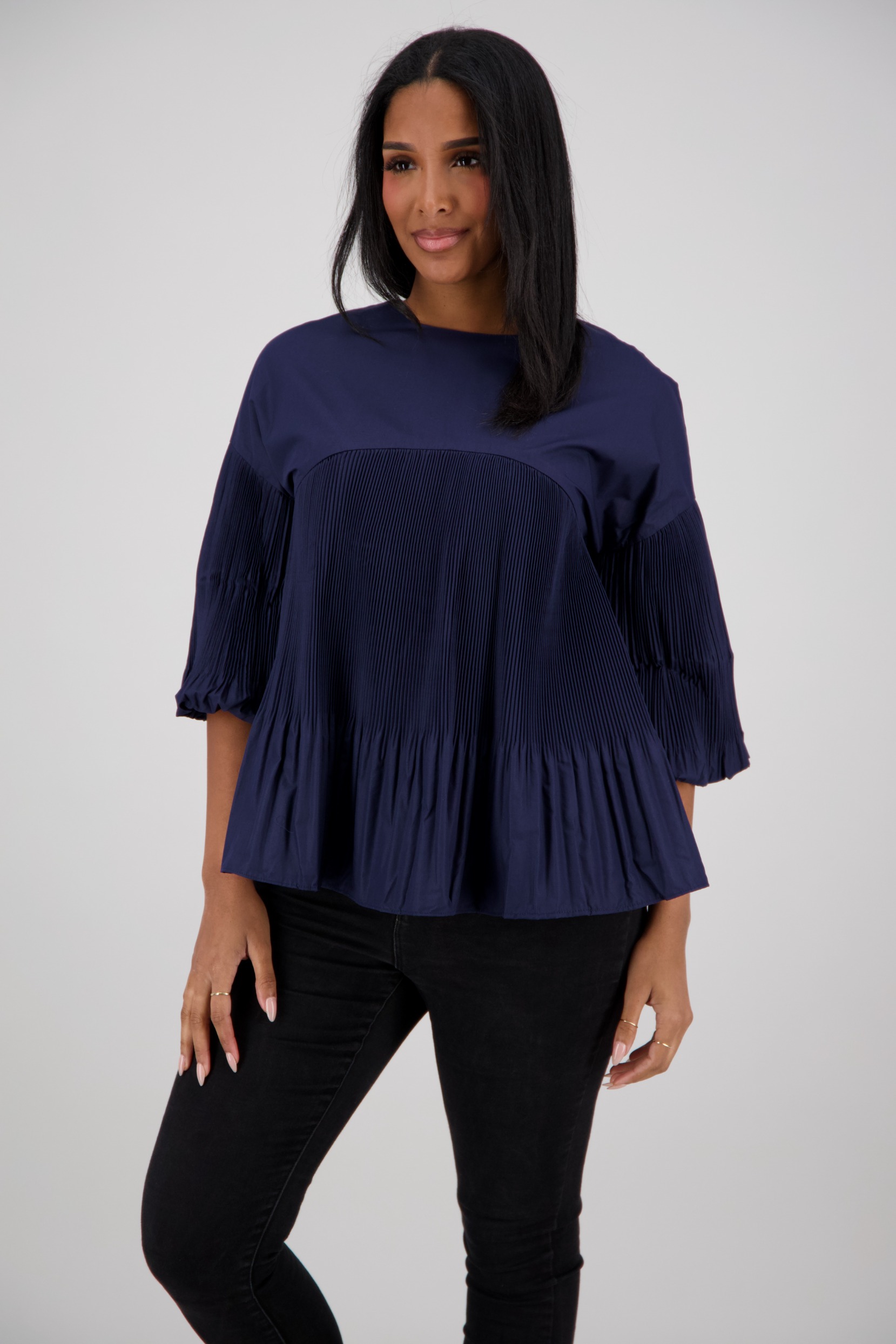 SW-5972 Pleated Ruffle Hem Blouse – Assorted Colors